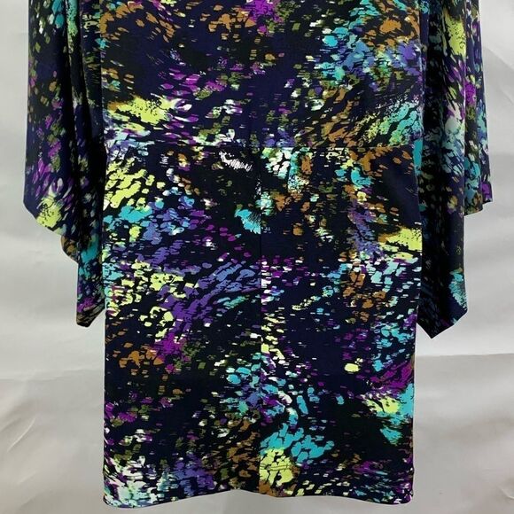 Lily Blue multi color print dolman sleeve dress size small EUC - Picture 6 of 7